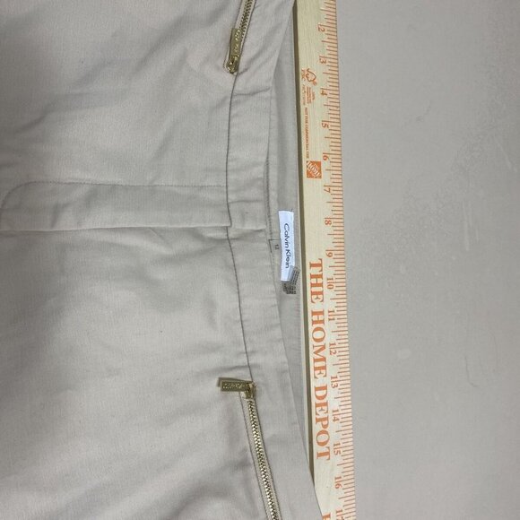 Calvin Klein Straight Pants Stretch Flat Front Women Brown Polyester Blend Sz 12 - Picture 4 of 8